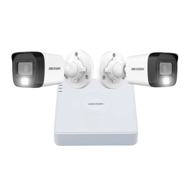 Hikvision 4-Channel DVR with 2MP Smart Hybrid Light (2 Cameras Combo)