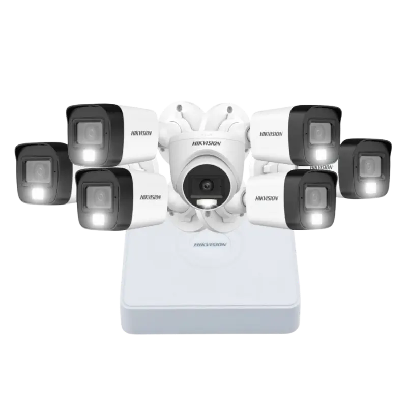 Hikvision 8-Channel DVR with 2MP Smart Hybrid Light (7 Cameras Combo)